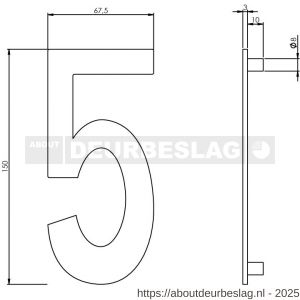 Intersteel Essentials 4020 huisnummer 5 150 mm RVS - R26002188 - afbeelding 2