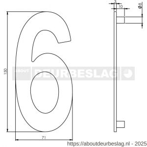 Intersteel Essentials 4020 huisnummer 6 150 mm RVS - R26002189 - afbeelding 2