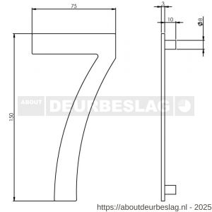 Intersteel Essentials 4020 huisnummer 7 150 mm RVS - R26002190 - afbeelding 2