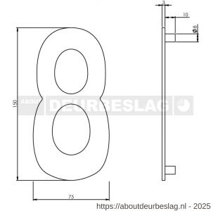 Intersteel Essentials 4020 huisnummer 8 150 mm RVS - R26002191 - afbeelding 2