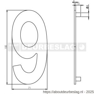 Intersteel Essentials 4020 huisnummer 9 150 mm RVS - R26002192 - afbeelding 2