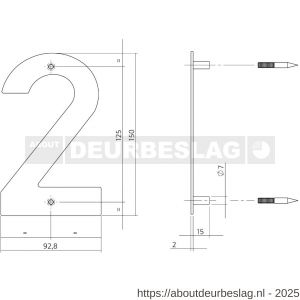 Intersteel Essentials 4020 huisnummer 2 150x2 mm RVS - R26002159 - afbeelding 2