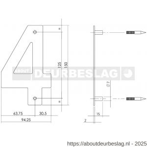 Intersteel Essentials 4020 huisnummer 4 150x2 mm RVS - R26002161 - afbeelding 2