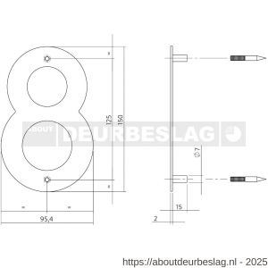 Intersteel Essentials 4020 huisnummer 8 150x2 mm RVS - R26002164 - afbeelding 2