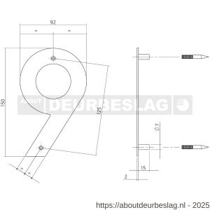 Intersteel Essentials 4020 huisnummer 9 150x2 mm RVS - R26002165 - afbeelding 2