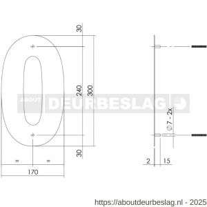 Intersteel Living 4021 huisnummer 0 XL hoogte 300 mm RVS geborsteld - R26009261 - afbeelding 2