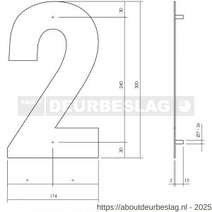 Intersteel Living 4021 huisnummer 2 XL hoogte 300 mm RVS geborsteld - R26009263 - afbeelding 2