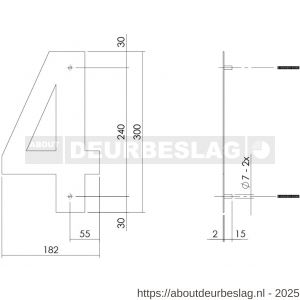 Intersteel Living 4021 huisnummer 4 XL hoogte 300 mm RVS geborsteld - R26009265 - afbeelding 2