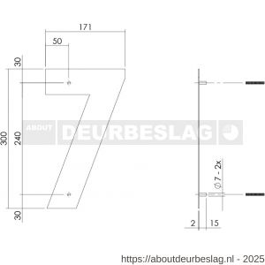 Intersteel Living 4021 huisnummer 7 XL hoogte 300 mm RVS geborsteld - R26009268 - afbeelding 2