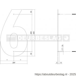 Intersteel Living 4021 huisnummer 6 XXL hoogte 500 mm RVS geborsteld - R26009277 - afbeelding 2