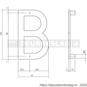 Intersteel Essentials 4026 huisletter B 100 mm RVS - R26002209 - afbeelding 2