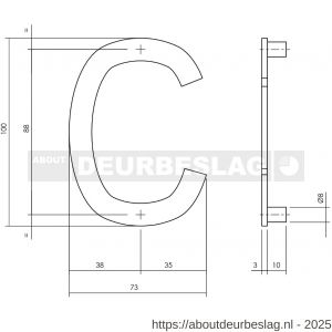 Intersteel Essentials 4026 huisletter C 100 mm RVS - R26002210 - afbeelding 2