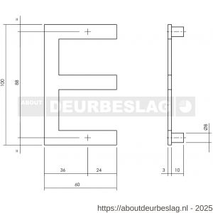 Intersteel Essentials 4026 huisletter E 100 mm RVS - R26002212 - afbeelding 2