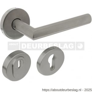 Intersteel Living 4057 set achterdeurbeslag rond deurkruk Jura met massieve rozetten en SKG3 veiligheidsrozetten RVS - R26009688 - afbeelding 1
