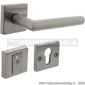 Intersteel Living 4057 set achterdeurbeslag vierkant deurkruk Jura met massieve rozetten en SKG3 veiligheidsrozetten RVS - R26009690 - afbeelding 1