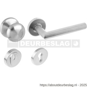 Intersteel Essentials 4057 set voordeurbeslag rond voordeurknop SKG rozetten en deurkruk op rozet RVS - R26010482 - afbeelding 1