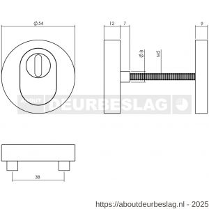 Intersteel Essentials 4057 set voordeurbeslag rond voordeurknop SKG rozetten en deurkruk op rozet RVS - R26010482 - afbeelding 2
