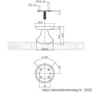Intersteel Essentials 4057 set voordeurbeslag rond voordeurknop SKG rozetten en deurkruk op rozet RVS - R26010482 - afbeelding 3