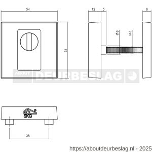 Intersteel Essentials 4057 set voordeurbeslag vierkant voordeurknop SKG rozetten deurbel briefplaat tochtwering en deurkruk op rozet RVS - R26008663 - afbeelding 3