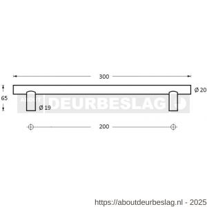 Intersteel Essentials 4324 deurgreep per stuk T-vorm 300x65x20 mm hart op mm hart 200 mm RVS - R26006092 - afbeelding 2