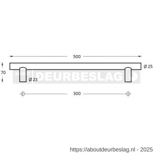 Intersteel Essentials 4325 deurgreep per stuk T-vorm 500x70x25 mm hart op mm hart 300 mm RVS - R26006102 - afbeelding 2