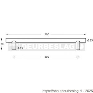Intersteel Essentials 4325 deurgrepen per paar T-vorm 500x70x25 mm hart op mm hart 300 mm RVS - R26006103 - afbeelding 2