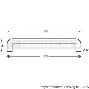 Intersteel Essentials 4332 deurgreep per stuk U-vorm 220x65x20 mm hart op mm hart 200 mm RVS - R26006126 - afbeelding 2