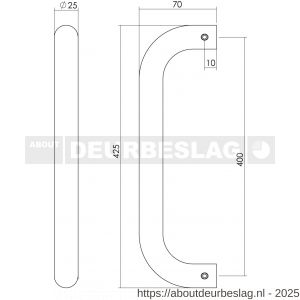 Intersteel Essentials 4333 deurgreep per stuk U-vorm 425x70x25 mm hart op hart 400 mm RVS - R26006132 - afbeelding 2