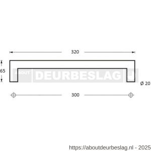 Intersteel Essentials 4335 deurgrepen per paar Recht-90 graden 320x65x20 mm hart op mm hart 300 mm RVS - R26006141 - afbeelding 2