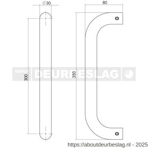Intersteel Essentials 4340 deurgreep per stuk U-vorm 330x80x30 mm hart op hart 300 mm RVS  - R26008769 - afbeelding 2