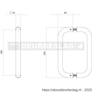 Intersteel Essentials 4340 deurgrepen per paar U-vorm 330x80x30 mm hart op hart 300 mm RVS  - R26008770 - afbeelding 2