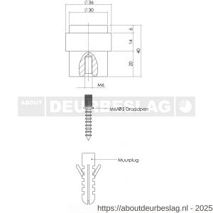 Intersteel Essentials 4420 deurstop 442070 vloermontage 30 mm RVS - R26007390 - afbeelding 4