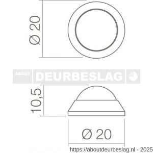 Intersteel Essentials 4421 deurstop bol diameter 20 mm wandmontage RVS - R26006161 - afbeelding 2