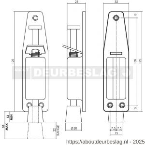 Intersteel Essentials 4440 deurvastzetter met voetrem klein 14232 RVS - R26007236 - afbeelding 2