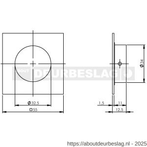 Intersteel Essentials 4476 schuifdeurkom vierkant 34/55 mm RVS - R26007653 - afbeelding 2