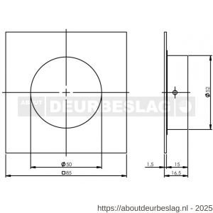 Intersteel Essentials 4476 schuifdeurkom vierkant 52/85 mm RVS - R26007654 - afbeelding 2