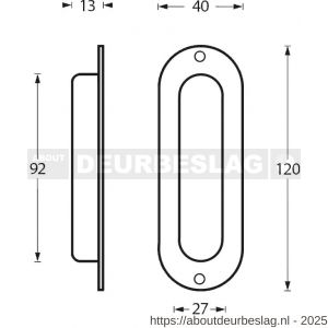 Intersteel Essentials 4476 schuifdeurkom ovaal 120x40 mm met schroefgaten RVS - R26007655 - afbeelding 2