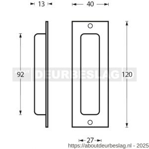 Intersteel Essentials 4476 schuifdeurkom rechthoek 120x40 mm met schroefgaten RVS - R26007657 - afbeelding 2
