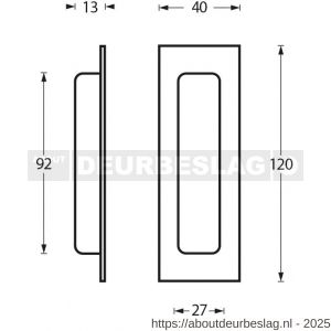 Intersteel Essentials 4476 schuifdeurkom rechthoek 120x40 mm blind RVS - R26007656 - afbeelding 2
