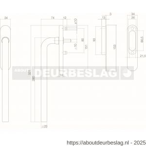 Intersteel Living 4500 hef-schuifdeurbeslag Draaigreep recht blind met schuifdeurkom RVS geborsteld - R26003876 - afbeelding 2