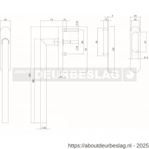 Intersteel Living 4500 hef-schuifdeurbeslag Draaigreep hoek 90 graden blind met schuifdeurkom RVS geborsteld - R26003874 - afbeelding 2