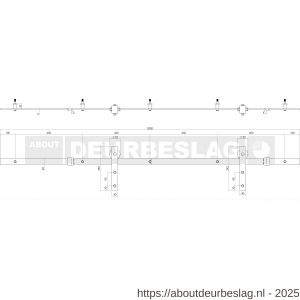 Intersteel Living 4501 schuifdeursysteem 2 m Basic hangrollen recht 290 mm roestvast staal - R26008785 - afbeelding 2