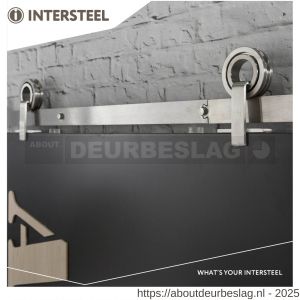 Intersteel Living 4501 schuifdeursysteem 2 m hangrollen met open wiel 155 mm roestvast staal - R26008790 - afbeelding 1