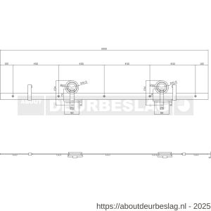 Intersteel Living 4501 schuifdeursysteem 2 m hangrollen met open wiel 155 mm roestvast staal - R26008790 - afbeelding 2