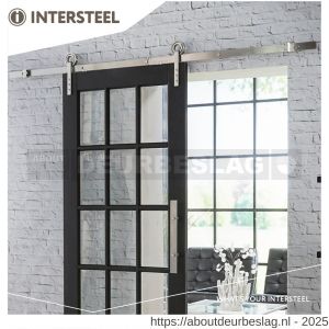 Intersteel Living 4501 schuifdeursysteem 2 m hangrollen met open wiel 255 mm roestvast staal - R26008791 - afbeelding 4