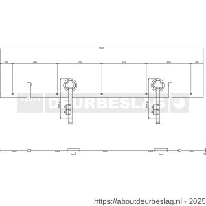 Intersteel Living 4501 schuifdeursysteem 2 m hangrollen met open wiel 255 mm roestvast staal - R26008791 - afbeelding 3