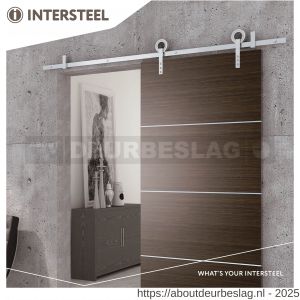 Intersteel Living 4501 schuifdeursysteem 2 m hangrollen met open wiel 255 mm roestvast staal - R26008791 - afbeelding 5