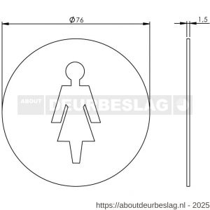 Intersteel Essentials 4600 pictogram zelfklevend rond WC dames RVS - R26007665 - afbeelding 2
