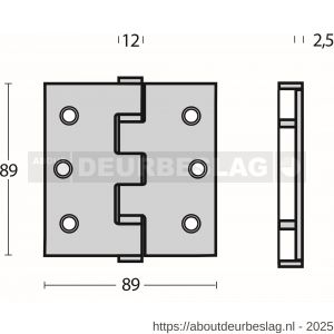 Intersteel Essentials 4625 kogellagerscharnier recht 3.5 inch 89x89x2.5 mm RVS - R26007205 - afbeelding 2
