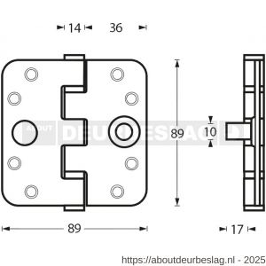Intersteel Essentials 4625 SKG3 kogellagerscharnieren 3.5 inch afgerond 89x89x3 mm RVS - R26007206 - afbeelding 2
